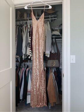 Lulus rose gold sequin maxi dress